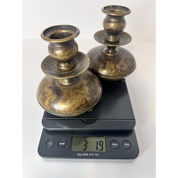 VTG Brass Chamber‎ candlestick holders, Footed candle holders colonial revival - Picture 15 of 15